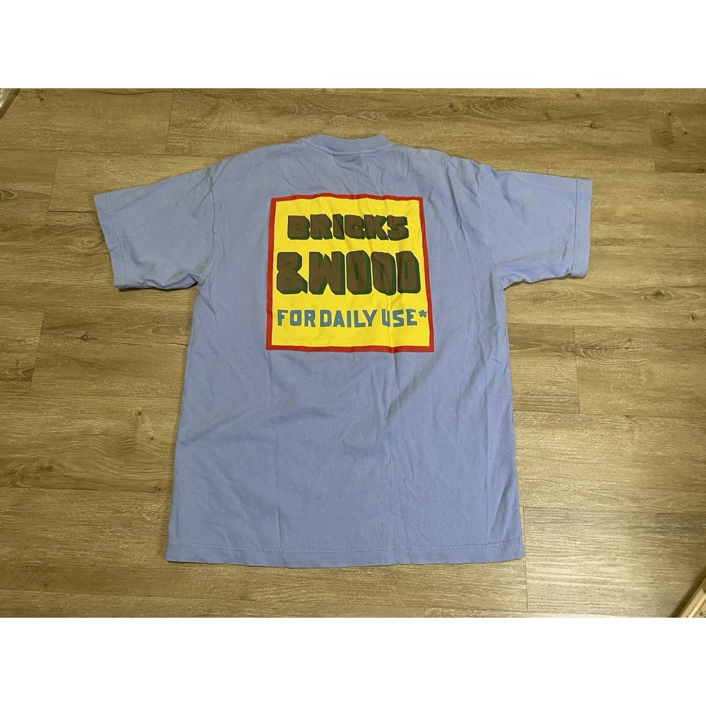 Bricks & Wood Daily Use Mens Sz L Blue Short Sleeve Cotton T-Shirt